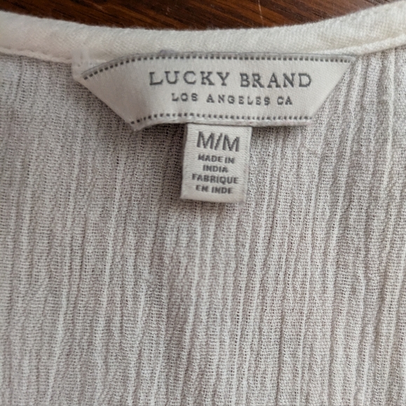 Lucky Brand embroidery peplum top with tassel tie Medium - Picture 3 of 6